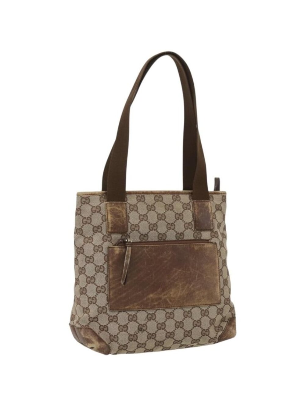GUCCI GG Canvas Tote Bag Beige Silver 28893